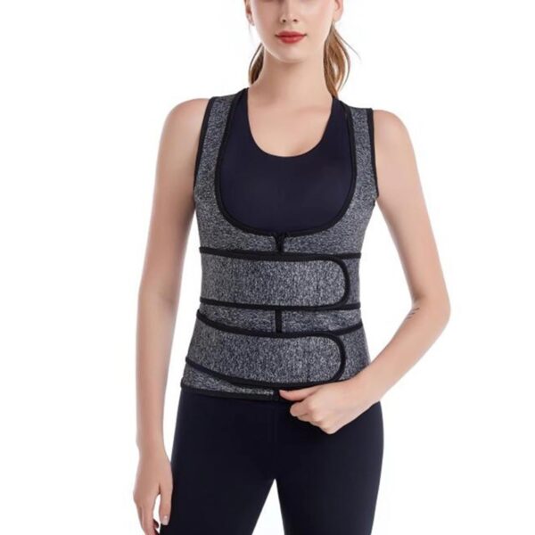 Body shaper for women, heather grey sports yoga sweat suit, waistcoat fitness suit vest, sweat-inducing fitness corset