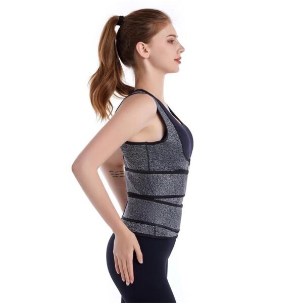Body shaper for women, heather grey sports yoga sweat suit, waistcoat fitness suit vest, sweat-inducing fitness corset - Image 2