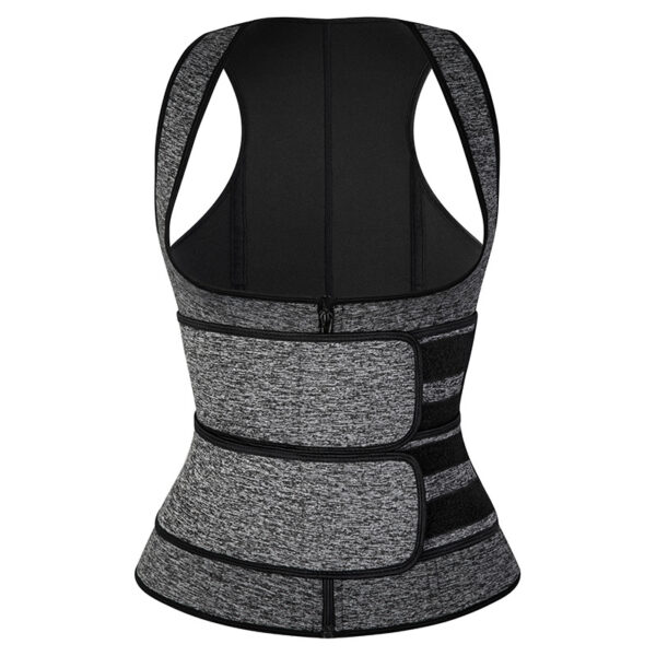 Body shaper for women, heather grey sports yoga sweat suit, waistcoat fitness suit vest, sweat-inducing fitness corset - Image 3