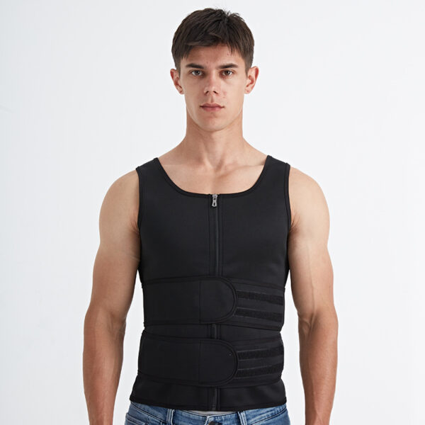 Men's double belt sports vest body shaper waist fitness sweat suit belly vest sports sweat shaper