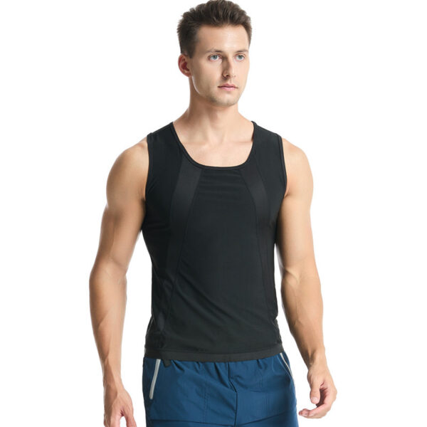 Men's fat burning fitness clothes mesh breathable sweat vest sports abdomen tight yoga sweat shaping clothes