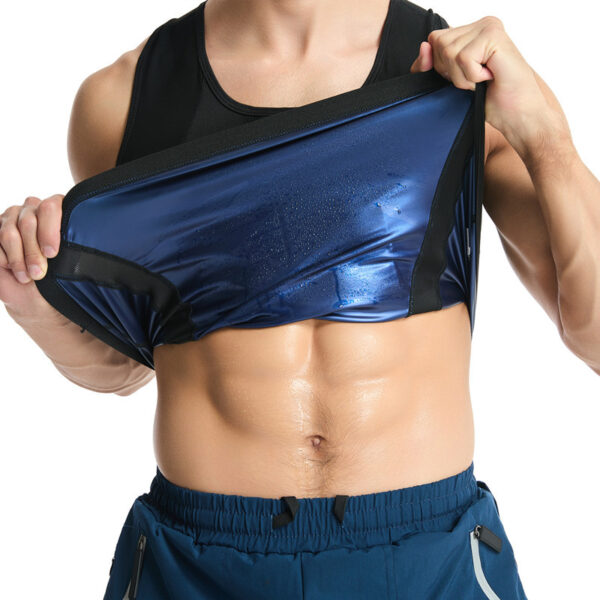 Men's fat burning fitness clothes mesh breathable sweat vest sports abdomen tight yoga sweat shaping clothes - Image 2