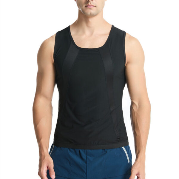 Men's fat burning fitness clothes mesh breathable sweat vest sports abdomen tight yoga sweat shaping clothes - Image 4